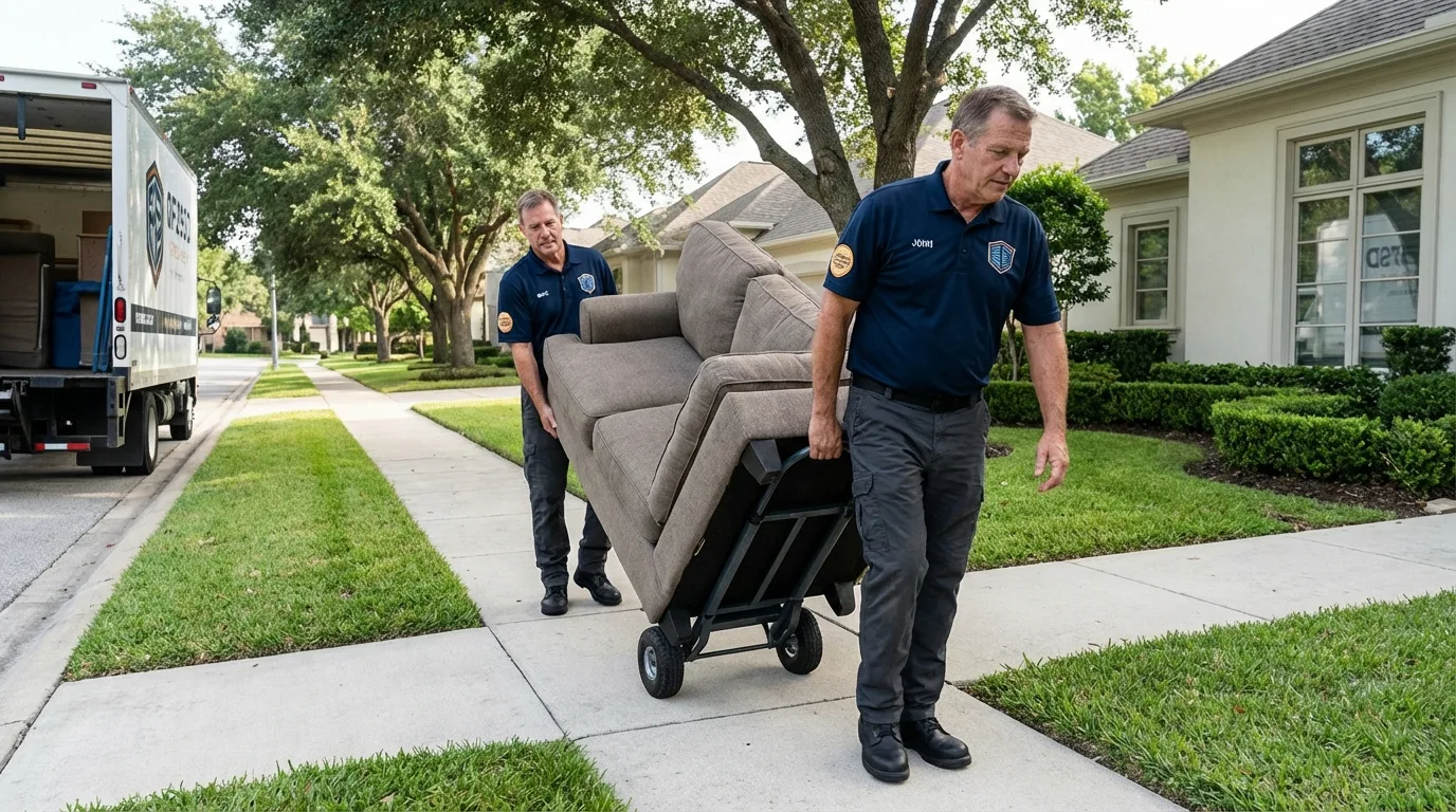 Local residential moving crew loading furniture in Mineral Springs, AR