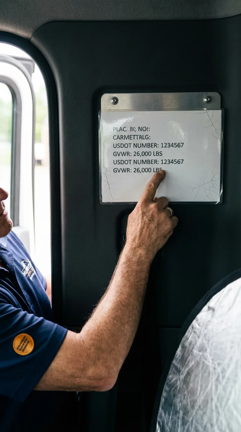 USDOT licensing placard verification in Mineral Springs